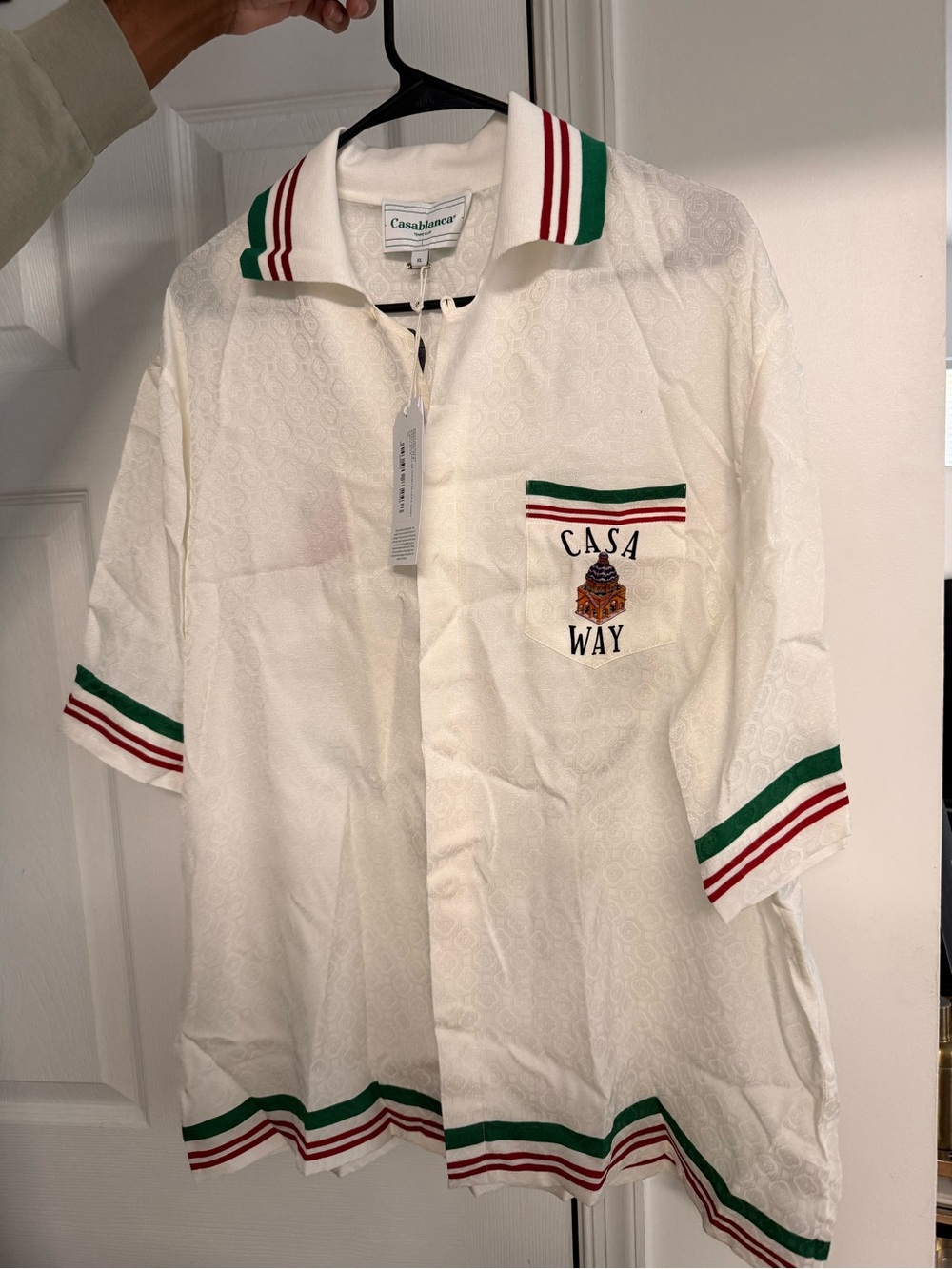 Casablanca Tennis Club Icon Striped Silk Shirt